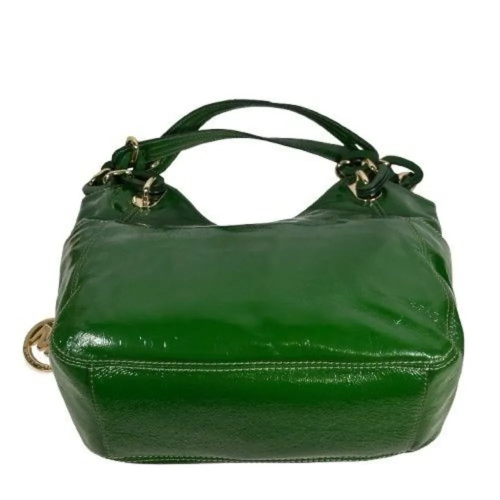 Michael Kors Lillie Purse Kelly Lime Green Gold Hobo Leather Chain Handbag Tote - Picture 11 of 16